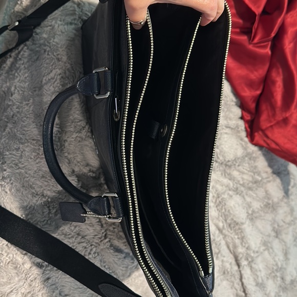 Navy blue Coach laptop bag/soft briefcase with long strap - Picture 2 of 7